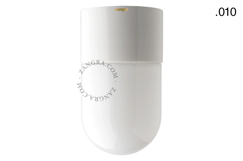 lámpara de baño de porcelana blanca - pantalla de vidrio - Ø 8,5cm -  IP54