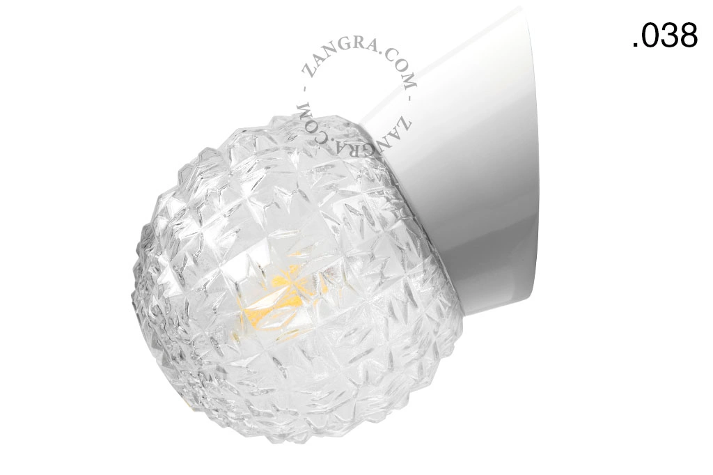 applique blanche - globe en verre - Ø 11 cm