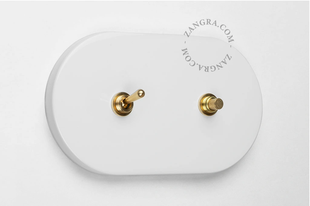 white switch - two-way or simple brass toggle switch & push-button