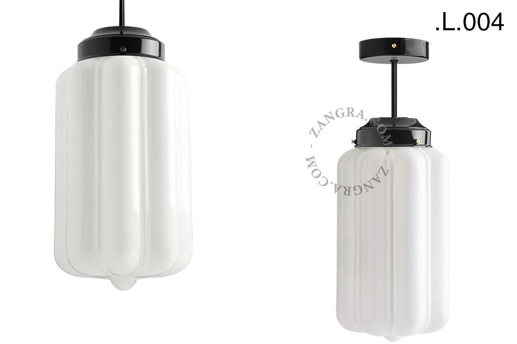 lampada da soffito nera - paralume in vetro