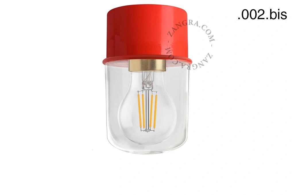 czerwona lampa ścienna lub sufitowa - szklany klosz - Ø 8 cm
