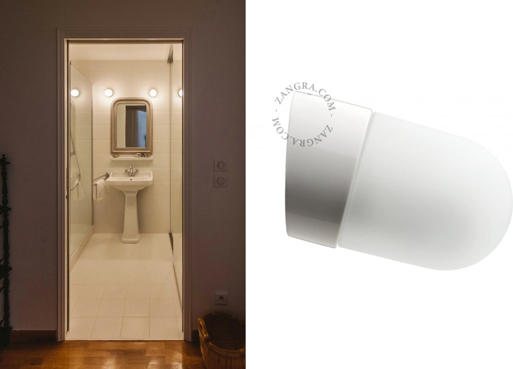 badeværelse væglampe i porcelæn med glasskærm – Ø 10cm - IP54