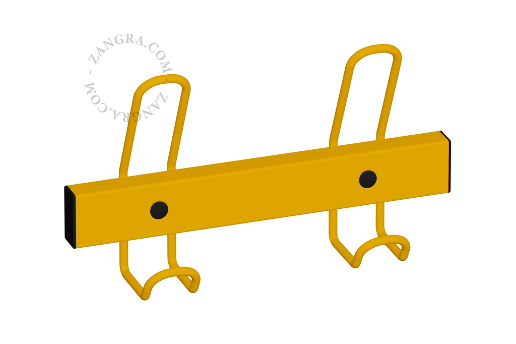 yellow coat rack