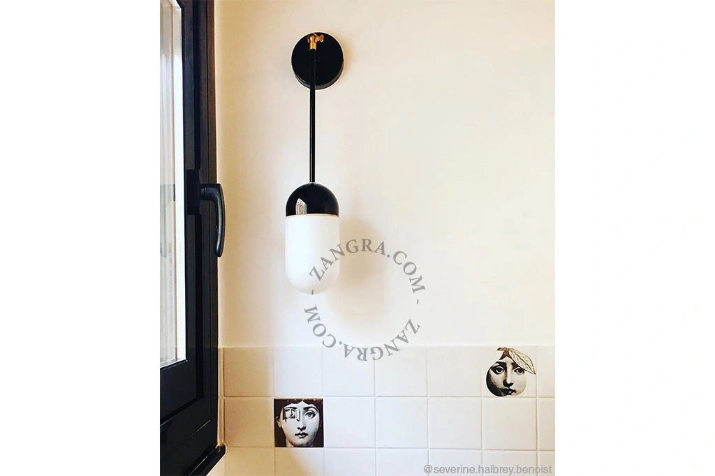 lámpara o aplique de porcelana negra - pantalla de vidrio
