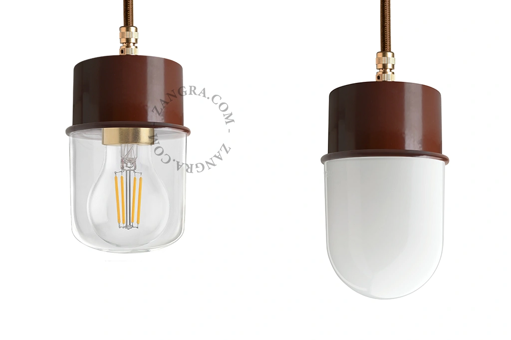suspension marron - globe en verre - Ø 8,5 cm