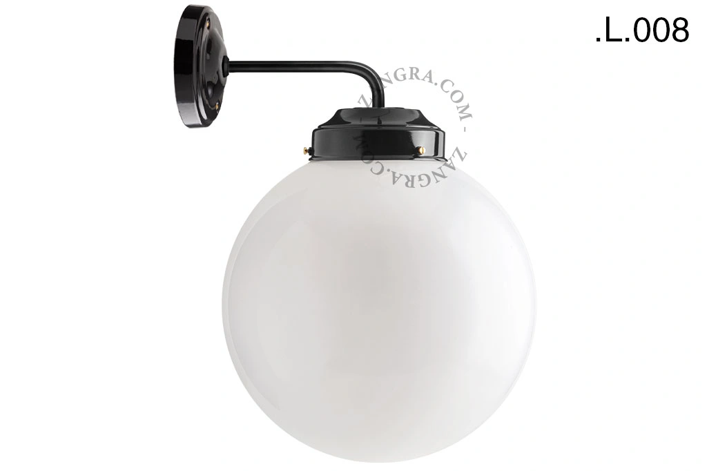 applique noire - globe en verre