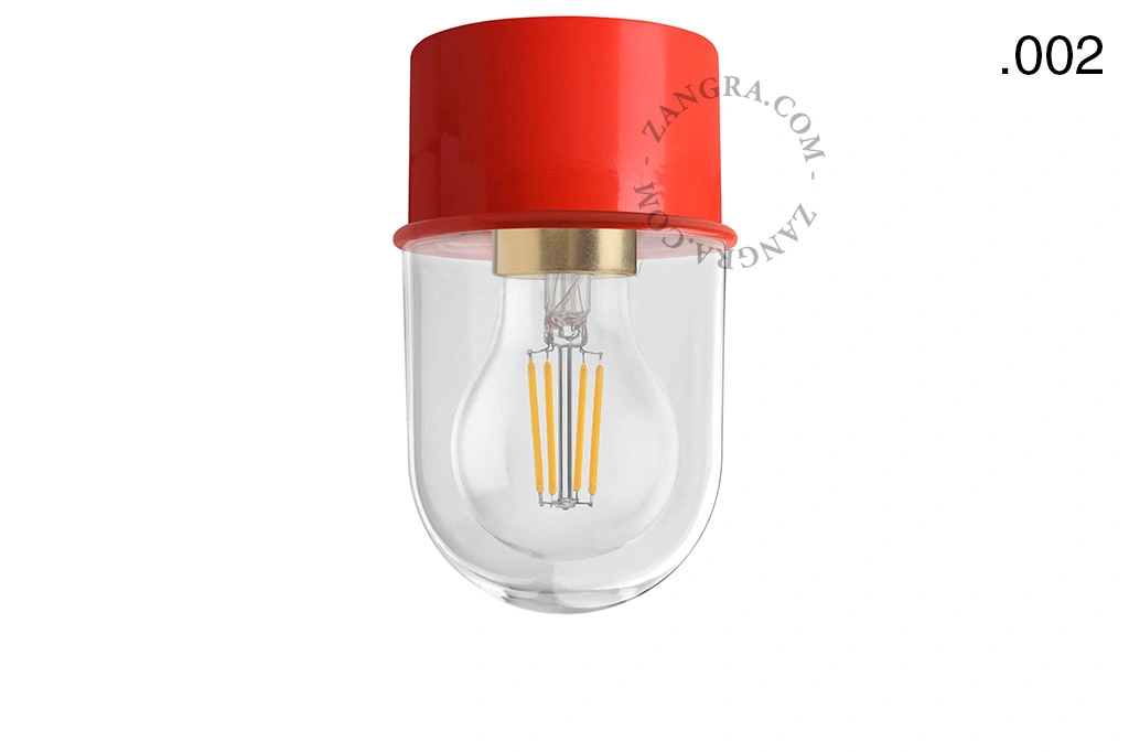 czerwona lampa ścienna lub sufitowa - szklany klosz - Ø 8 cm