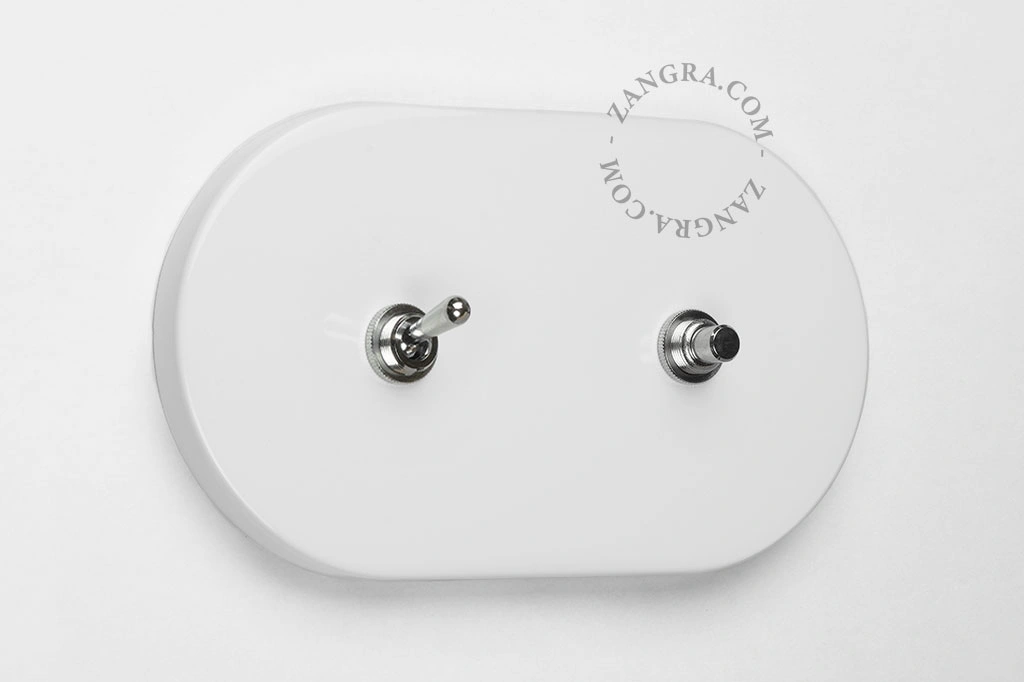 white switch - two-way or simple nickel-plated toggle switch & push-button