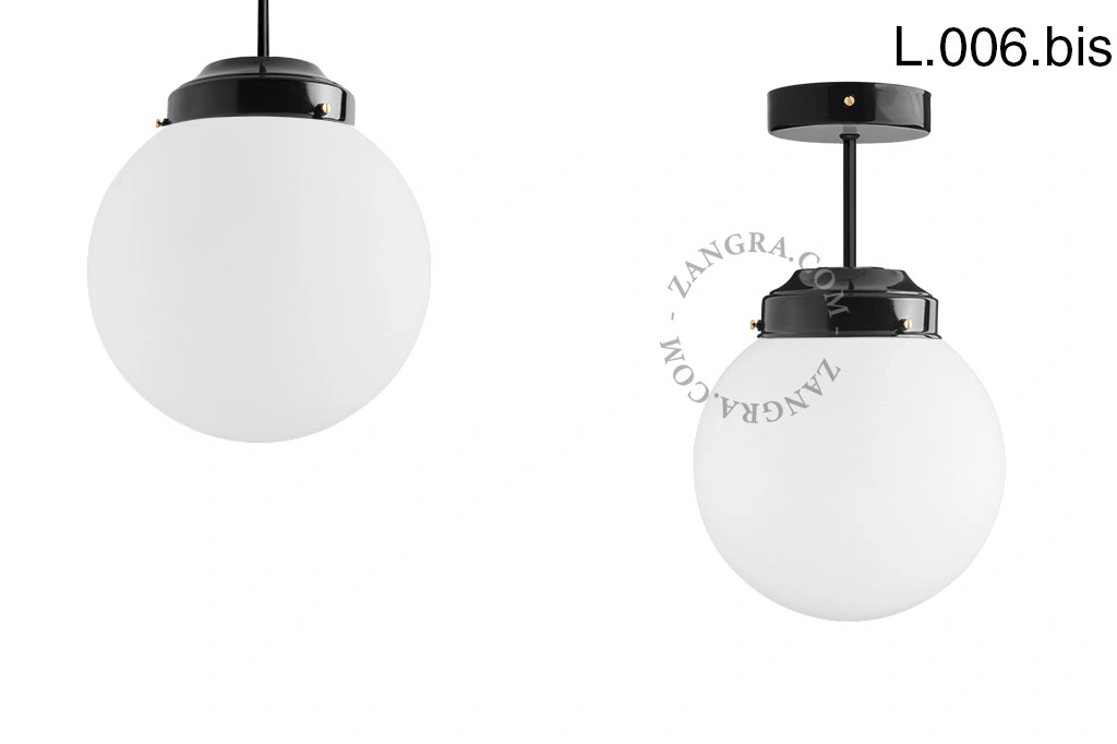 lampada da soffito nera - paralume in vetro