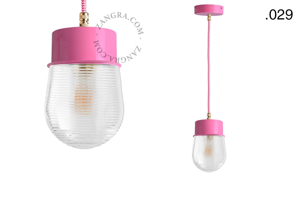 lámpara colgante rosa - pantalla de vidrio - Ø 10 cm