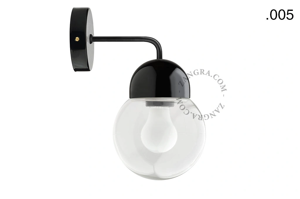 applique en porcelaine noire - globe en verre