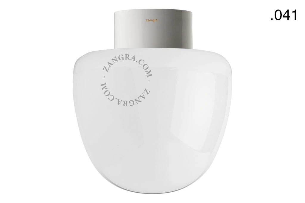 candeeiro de parede ou de teto em porcelana branca - abajur de vidro - Ø 10cm - IP54