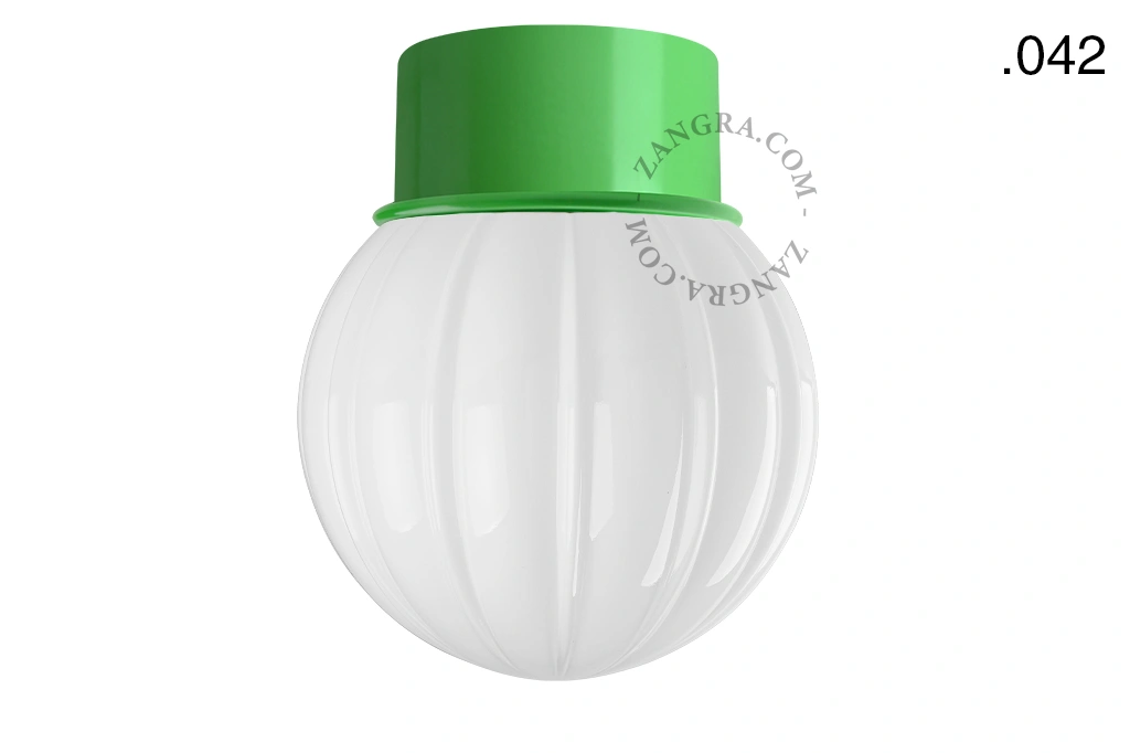 applique ou plafonnier vert - globe en verre - Ø 10 cm