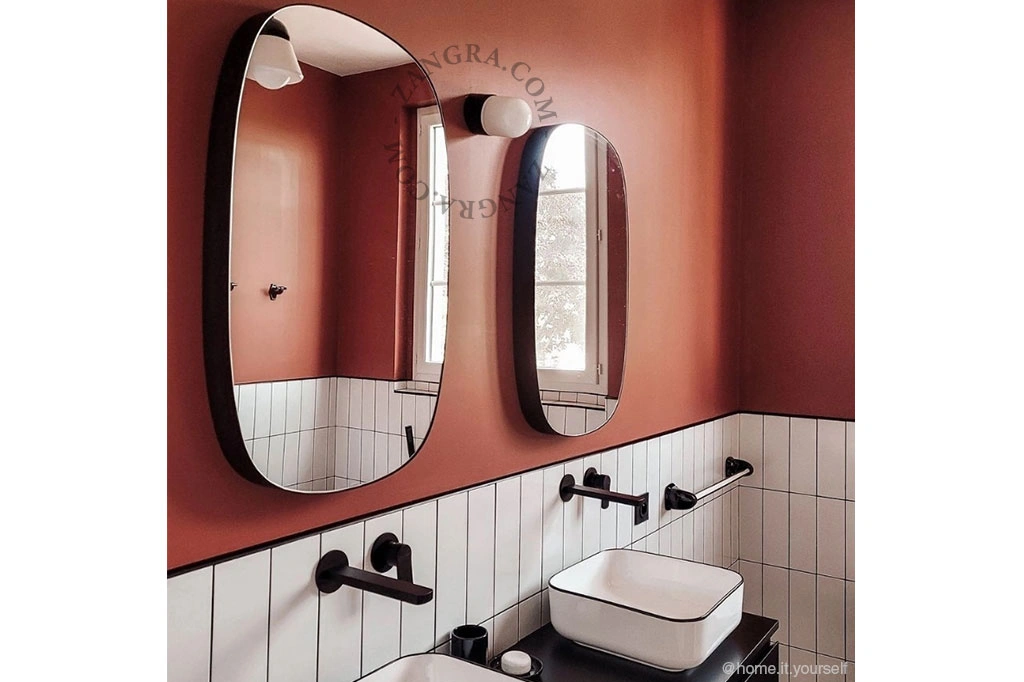 aplique de baño de porcelana negra - pantalla de vidrio - Ø 8,5cm - IP54