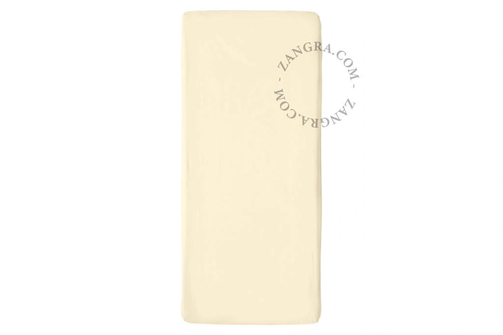drap-housse beige en percale de coton