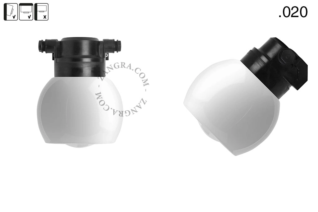 badrum svart vägglampa med glasskärm - IP54
