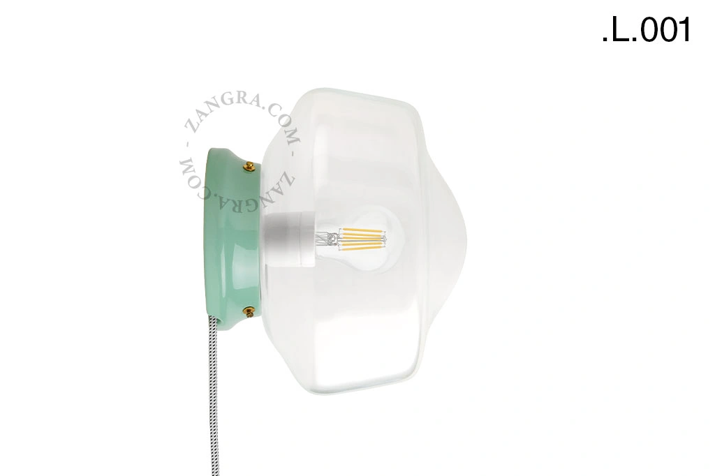 zielona porcelanowa lampa stołowa lub ścienna Cedric