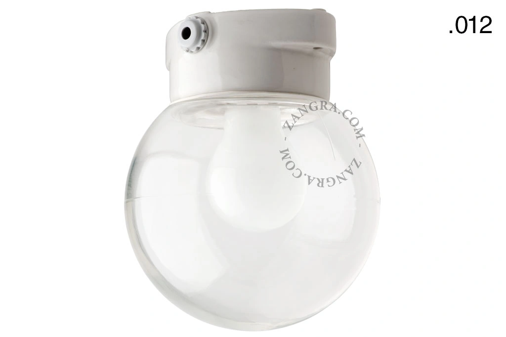 badeværelse lampe i porcelæn med glasskærm – Ø 8,3cm - IP54