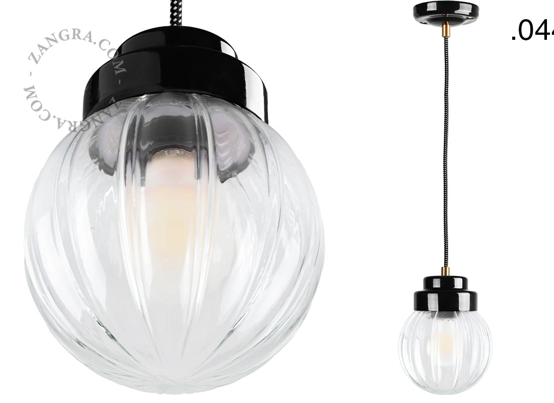 Art Deco pendellampa i svart porslin Denim