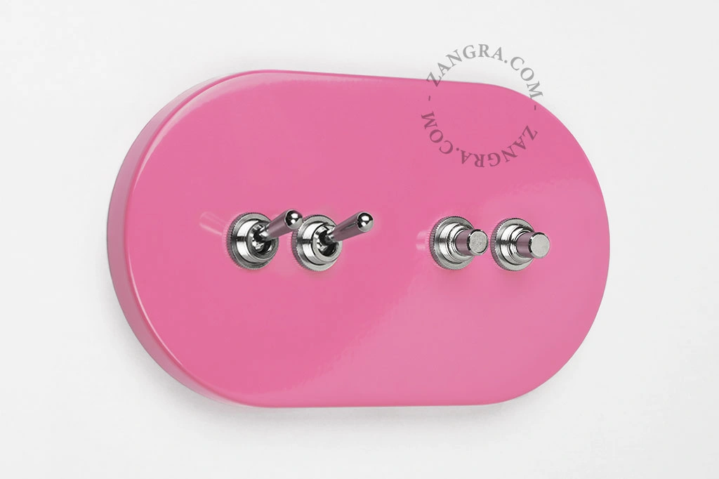rosa strömbrytare – 2 nickelspakar + 2 nickel tryckknappar