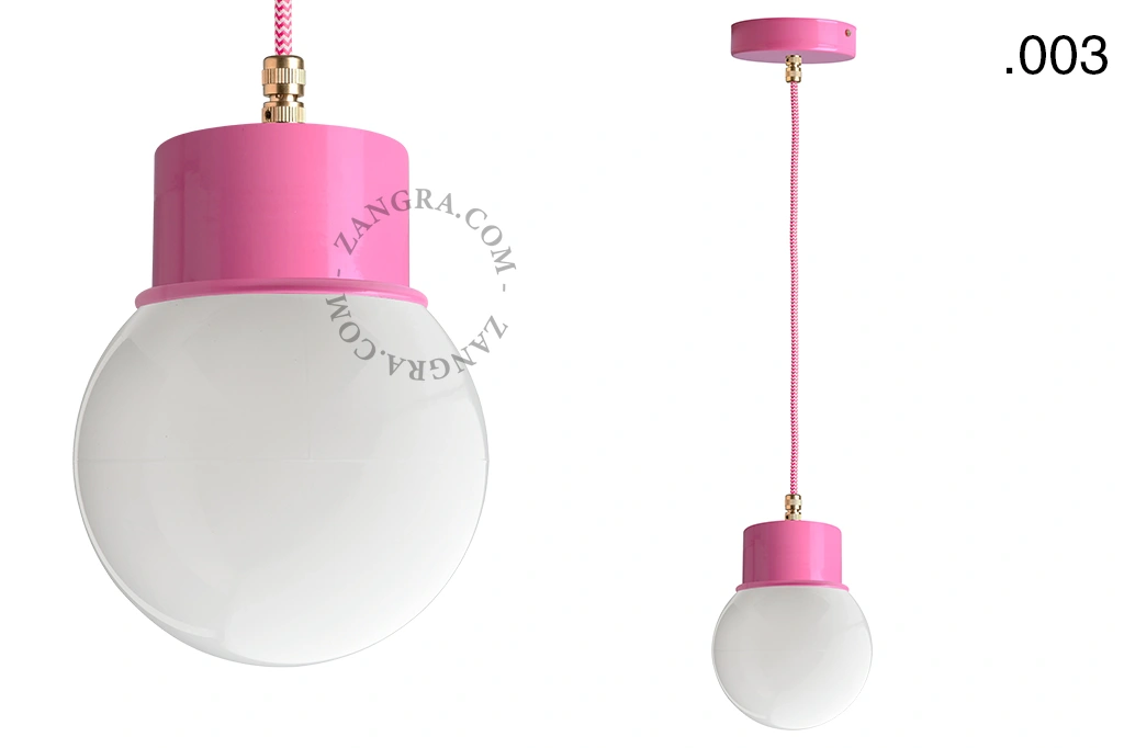 candeeiro suspenso rosa - abajur de vidro - Ø 8,5cm