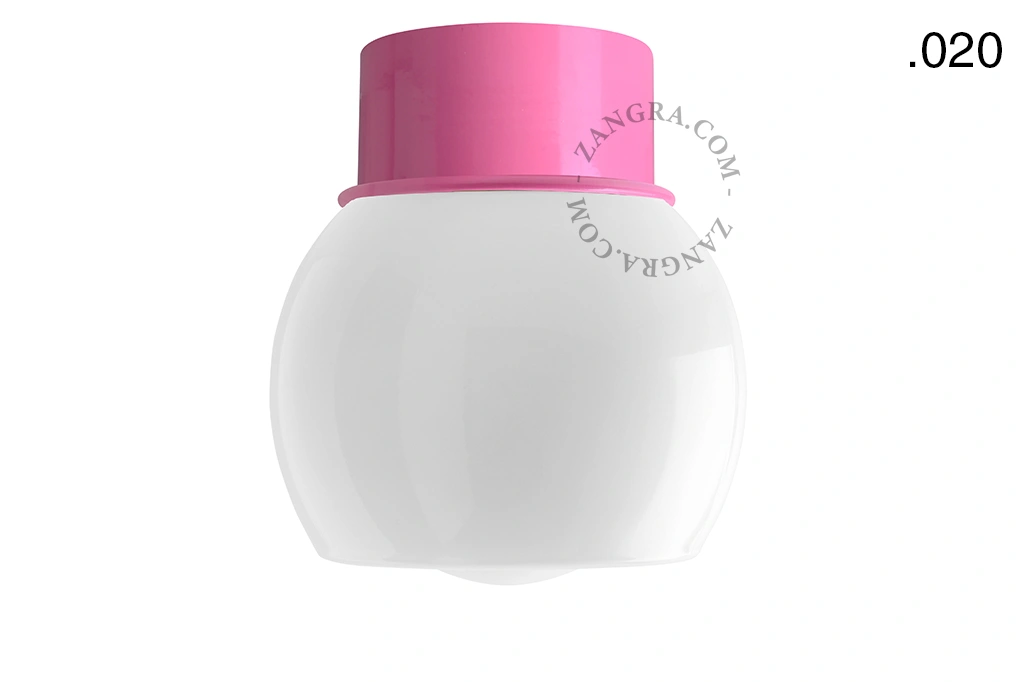 pink wall or ceiling light - glass shade - Ø 10 cm