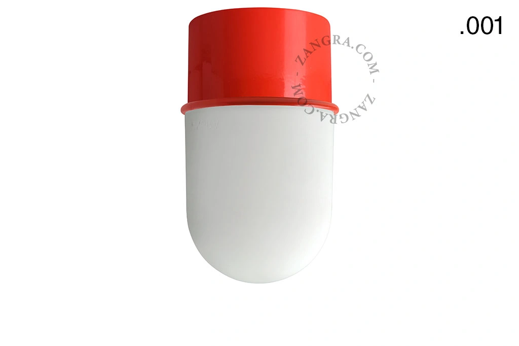 czerwona lampa ścienna lub sufitowa - szklany klosz - Ø 8 cm