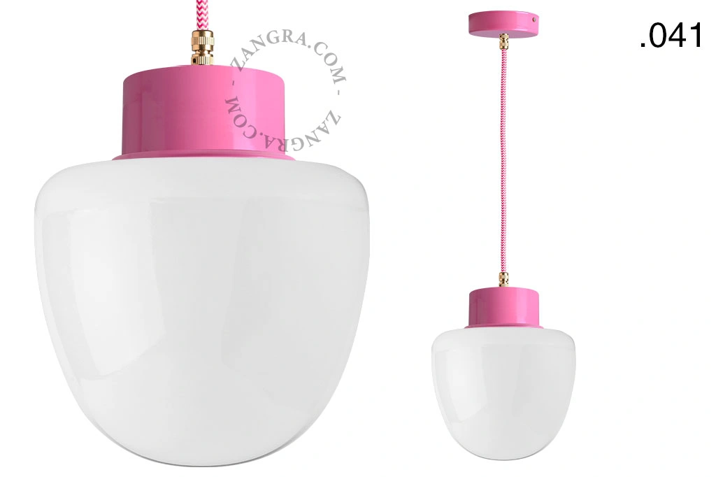lámpara colgante rosa - pantalla de vidrio - Ø 10 cm