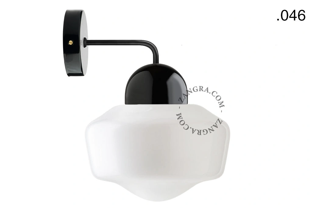 applique en porcelaine noire - globe en verre