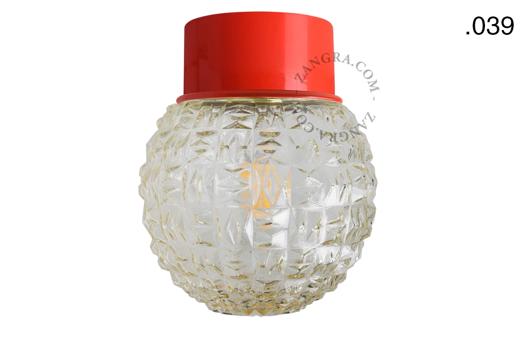 rød væg eller loftslampe - glas skærm - Ø 10 cm