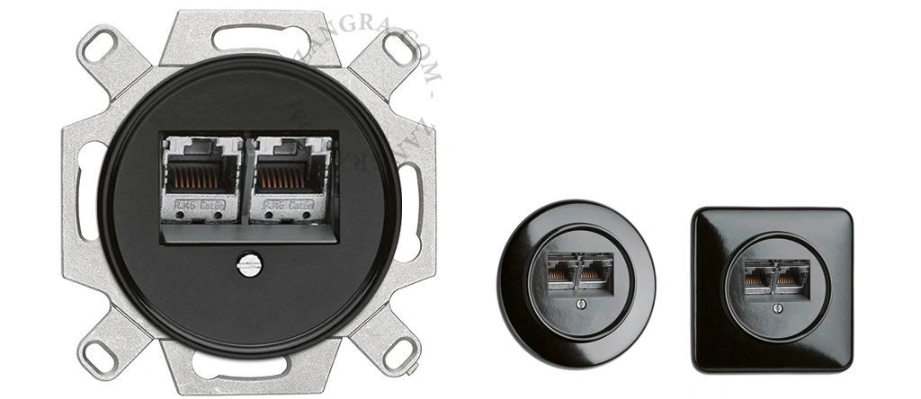 prise RJ45 en bakélite noire