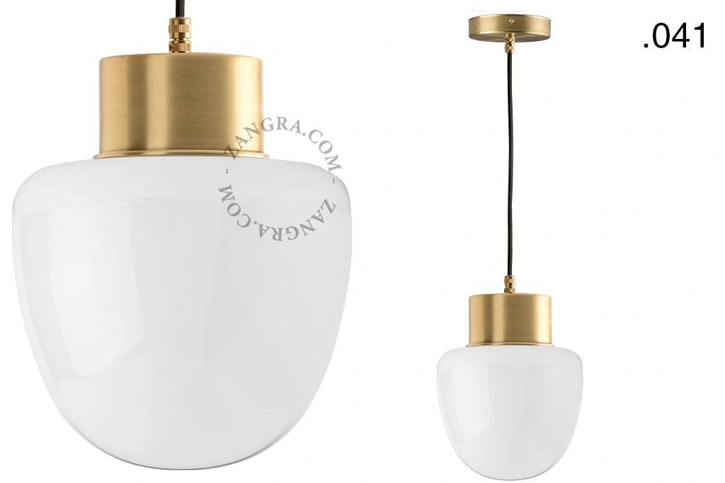 brass pendant light - glass shade - Ø 10 cm