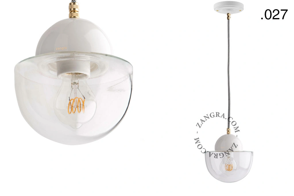 lámpara colgante de porcelana blanca - pantalla de vidrio
