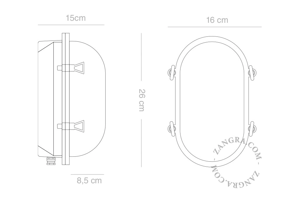 lampe hublot en laiton avec verre prismatique pour l'extérieur - IP64