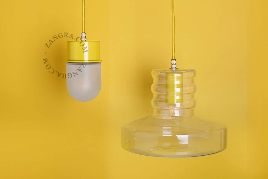 candeeiro suspenso amarelo - abajur de vidro - Ø 8,5cm