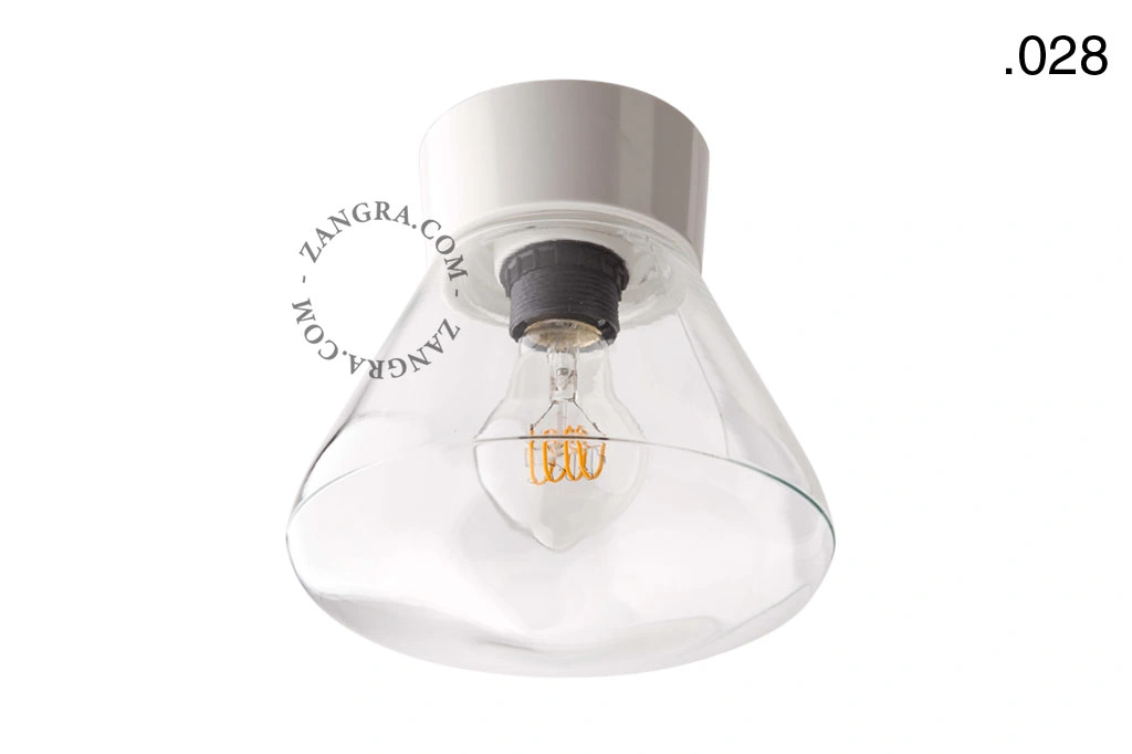 biała lampa ścienna lub sufitowa ze szklanym kloszem - Ø 11 cm