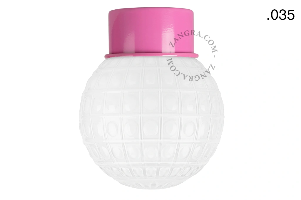 pink wall or ceiling light - glass shade - Ø 10 cm