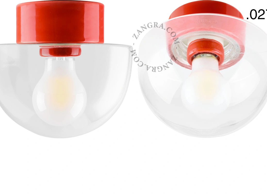 Leuchte David aus rotem Porzellan - Ø 10 cm