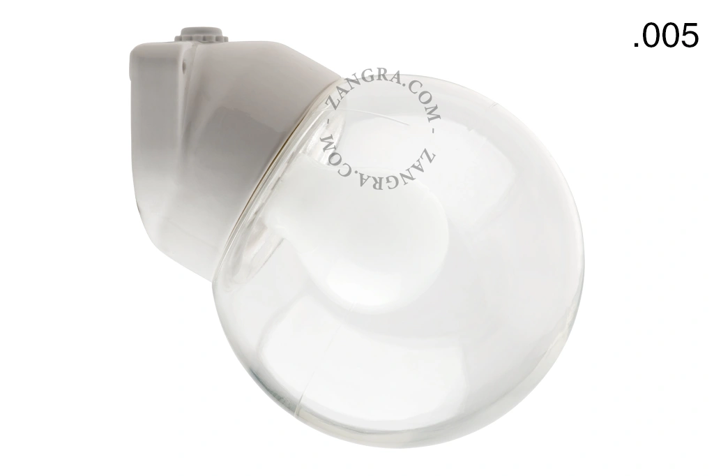 candeeiro de parede em porcelana branca para casa de banho - Ø 9,5 cm - abajur de vidro - IP54