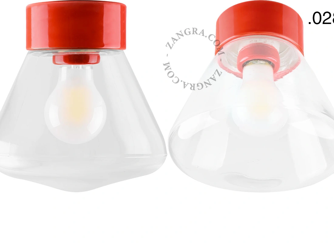 Leuchte David aus rotem Porzellan - Ø 10 cm