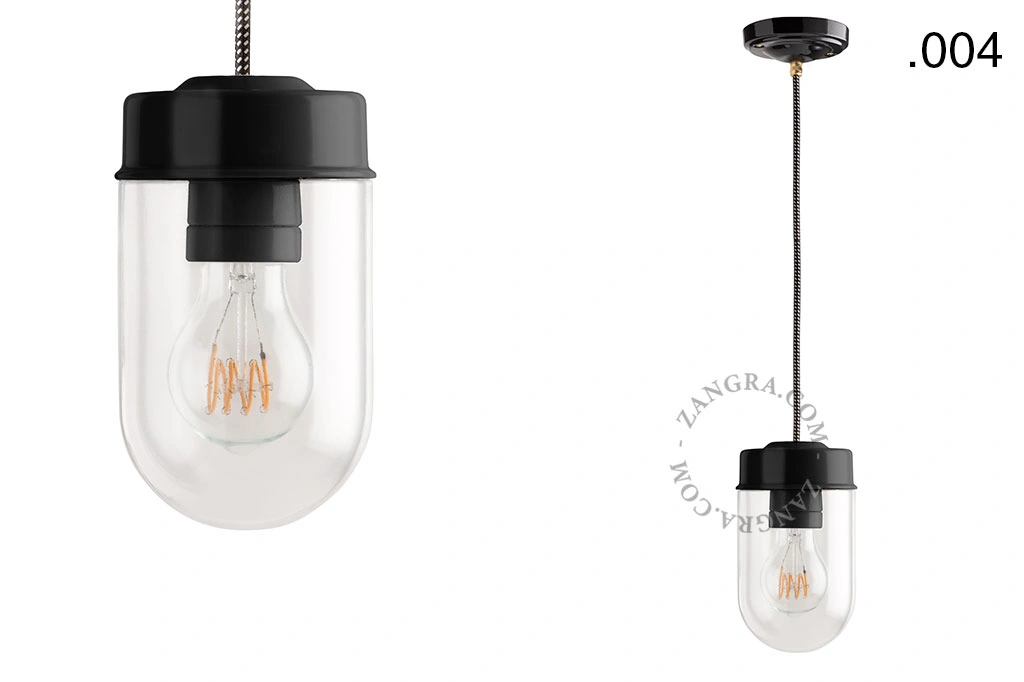 czarna lampa wisząca porcelana ze szklanym kloszem