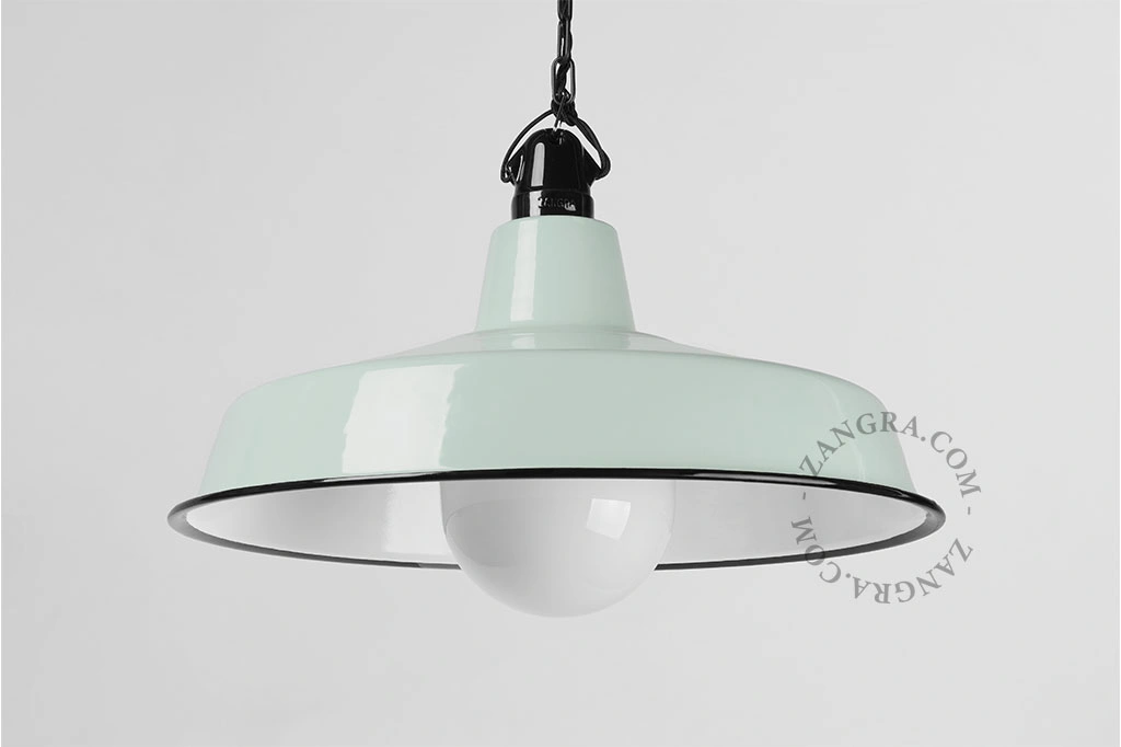 mintfarvet emaljeret pendellampe - Ø 40 cm