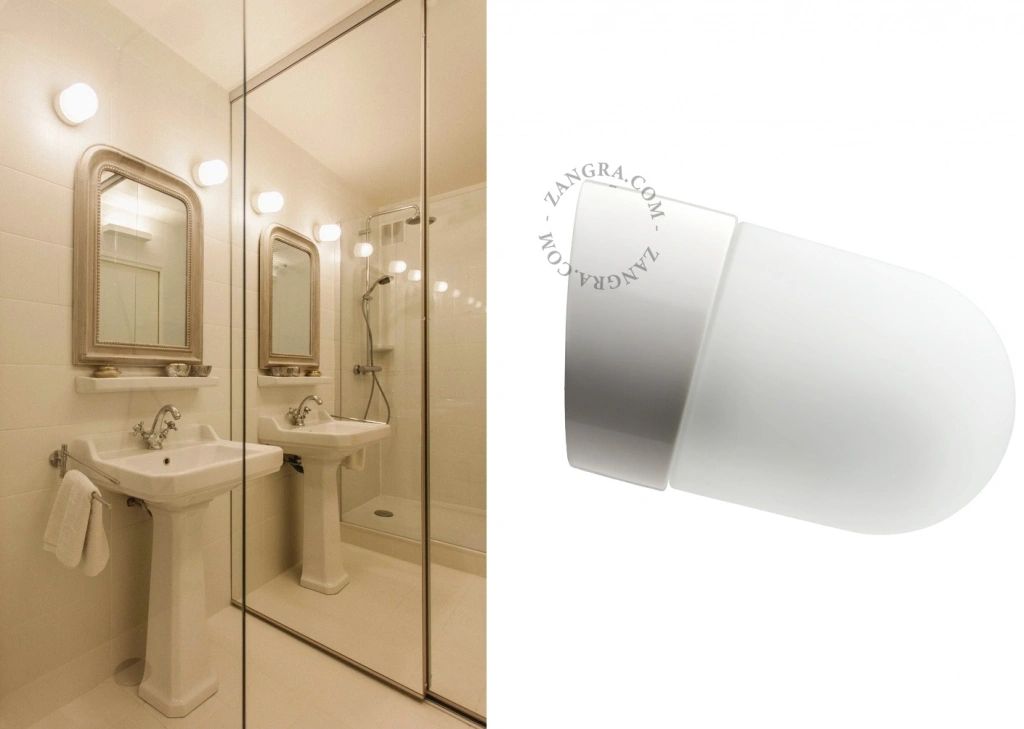 badeværelse væglampe i porcelæn med glasskærm – Ø 10cm - IP54