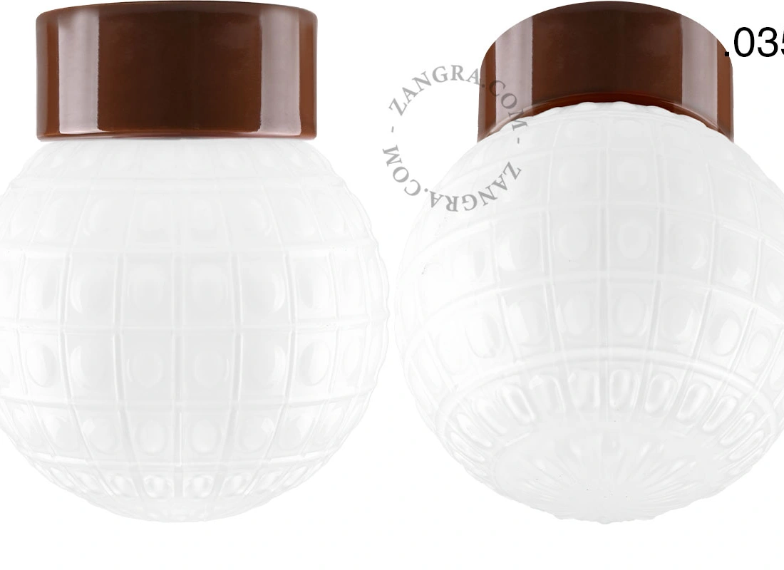 lámpara de porcelana marrón David - Ø 10 cm