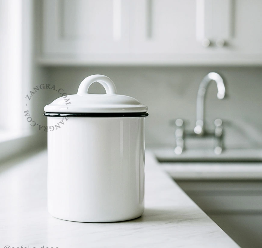 tarro esmaltado Ø 12 cm - blanco