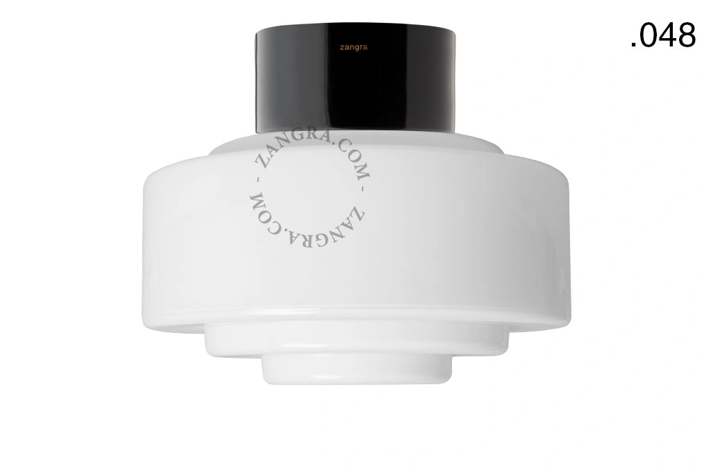 candeeiro de parede ou de teto em porcelana preta - abajur de vidro - Ø 10cm - IP54