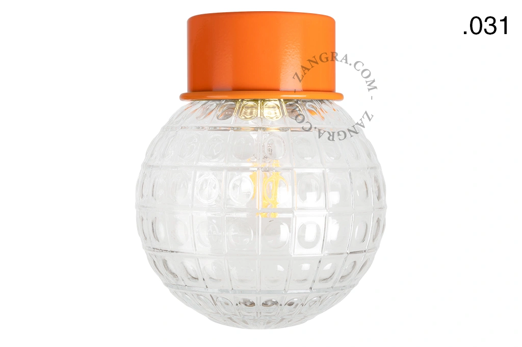 orange wall or ceiling light - glass shade - Ø 10 cm