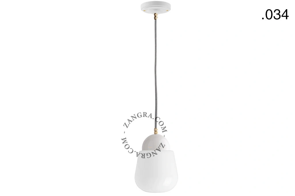 lámpara colgante de porcelana blanca - pantalla de vidrio