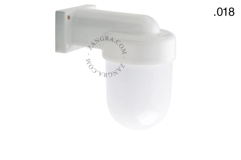 zewnętrzna lub łazienkowa lampa ścienna biała porcelana ze szklanym kloszem - IP54