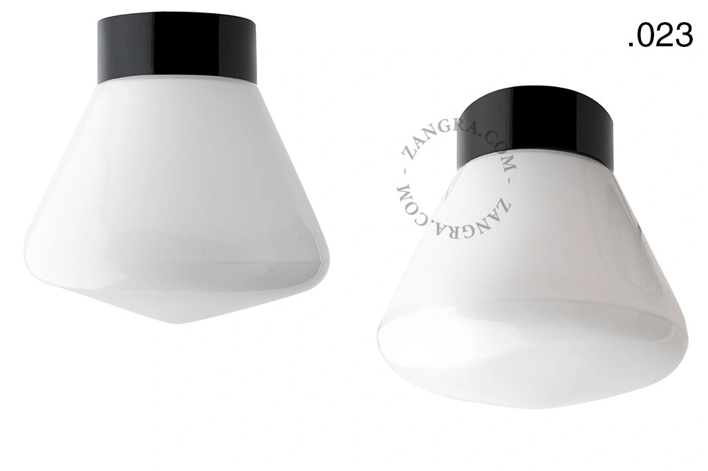 candeeiro de parede ou de teto em porcelana preta - abajur de vidro - Ø 10cm - IP54